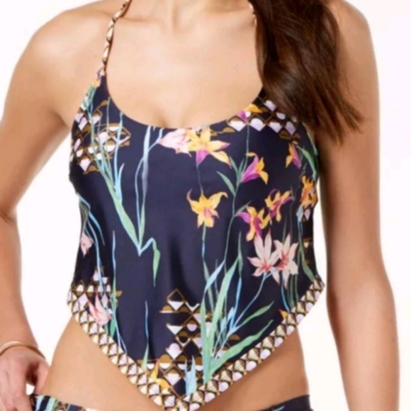 Trina Turk tankini Floral Halter Top size 12 Beach vacation spring break - Picture 1 of 8
